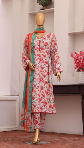 HZ Viscose Twill Printed Unstitched 3 Piece Suit D-1