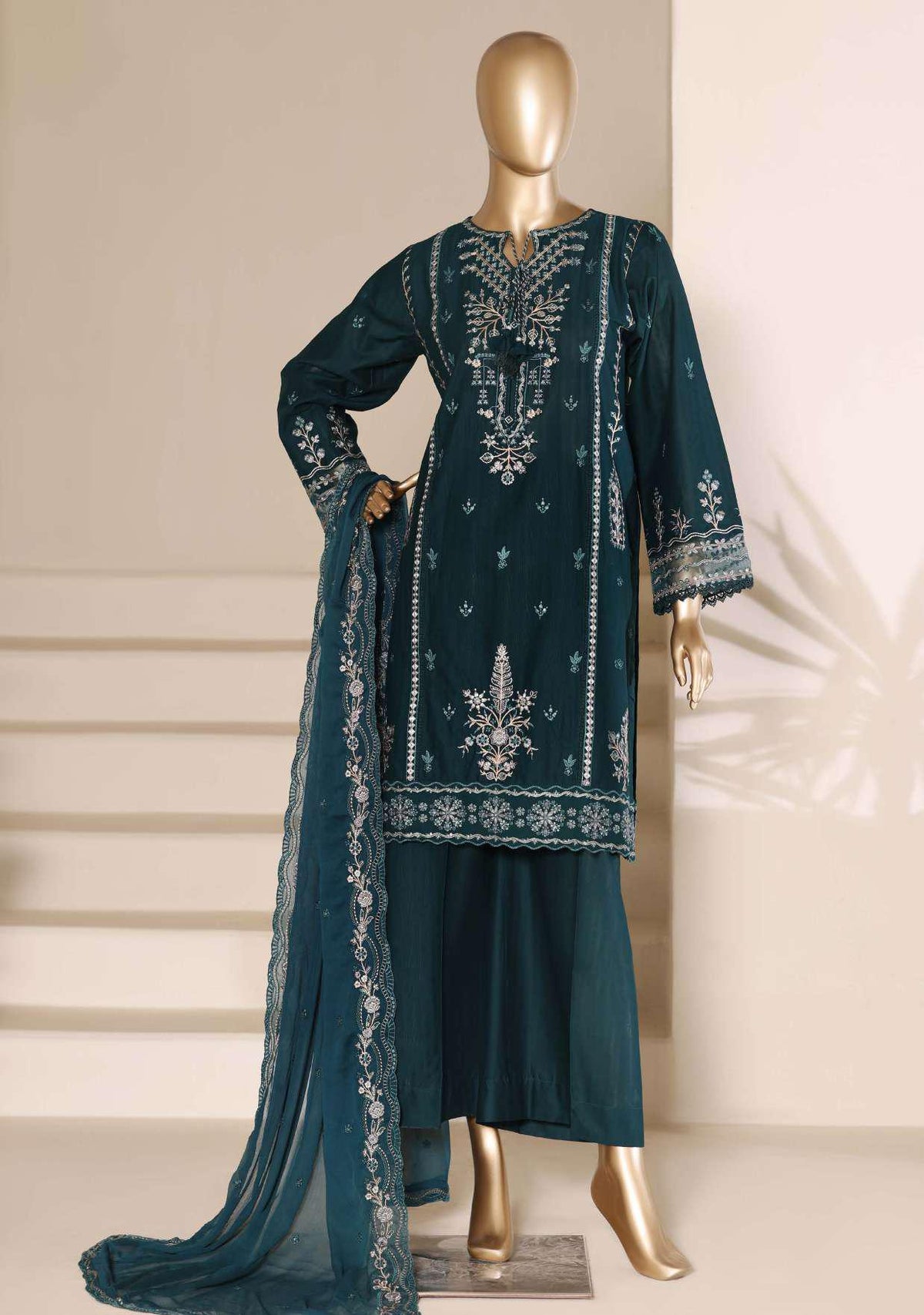Sadabahar Luxury | Embroidered 3 Piece Stitched Slub Lawn Suit D-6