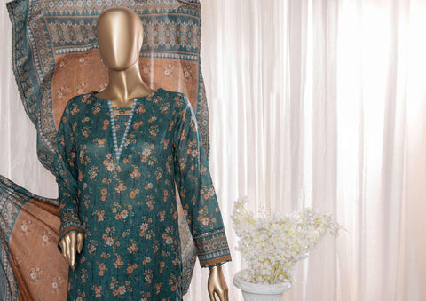 HZ Rimjhim Lawn Emb Cutwork Dupatta Coll"24 REC-128