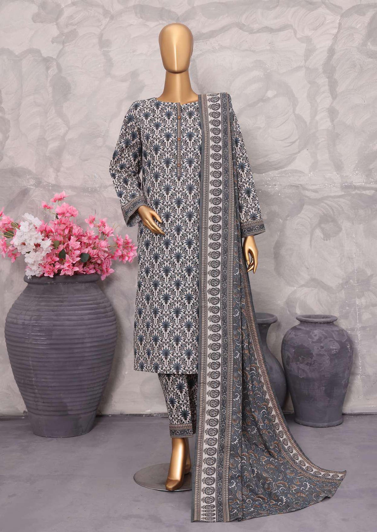 Co-Ords 3Pc Printed Khaddar Un-Stitched Coll By Hz-3