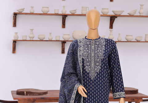 Premium Daily Wear by HZ Textiles | Embroidered Lawn 3 Piece Unstitched Suit D-1