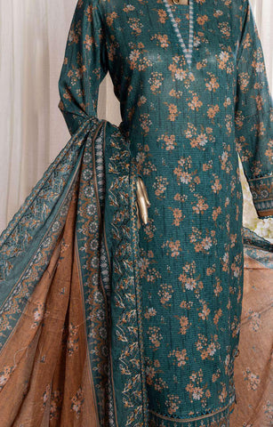HZ Rimjhim Lawn Emb Cutwork Dupatta Coll"24 REC-128