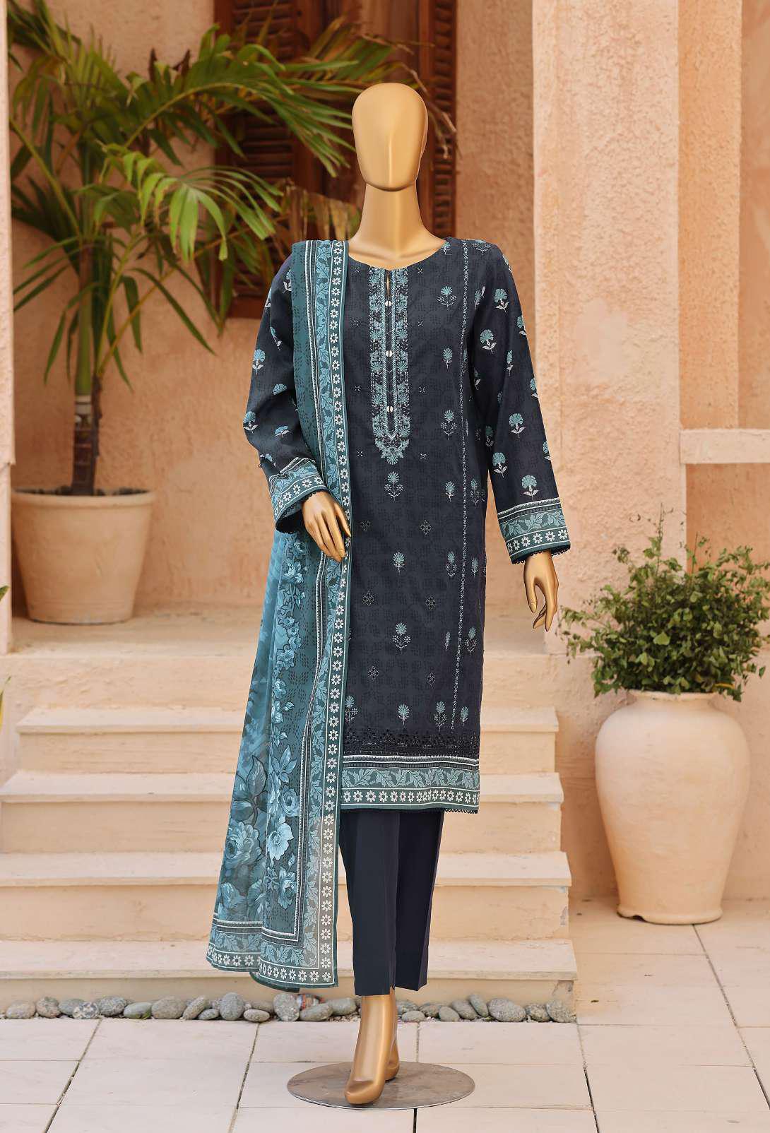 ASASA by HZ Textiles | Digital Printed Embroidered 3 Piece Unstitched Lawn Suit D-2