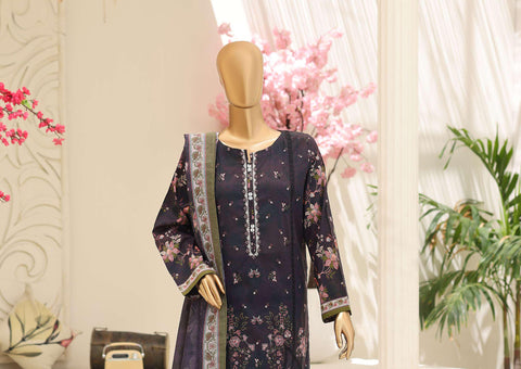 Mehak by HZ Textiles | Embroidered 3 Piece Unstitched Slub Lawn Suit D-4