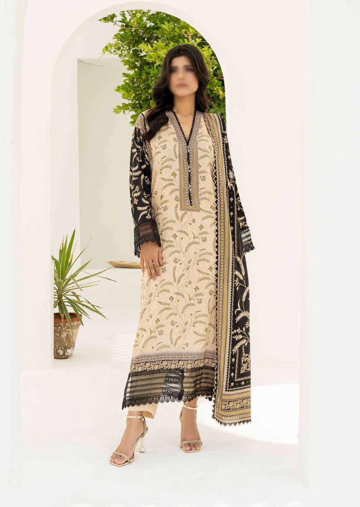 RESHAM LINEN PRINT DROP I COLL BY FIRDOUS D-03