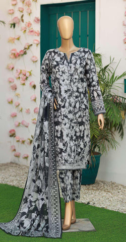 Elegant Embroidered Un-Stitched 3 Piece Collection By HZ Textile D-7
