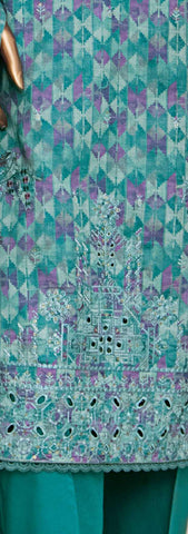 Mehek by HZ textile Emb Lawn Unstitched 3 Piece D-07 Blue - Summer Collection