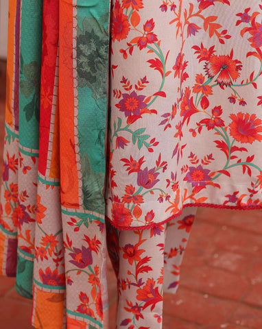 HZ Viscose Twill Printed Unstitched 3 Piece Suit D-1