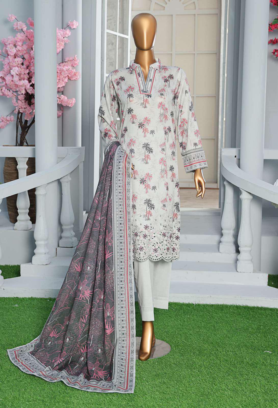 Asasa Digital Printed Emb Lawn Un Stitched 3 Pcs  HZ-3