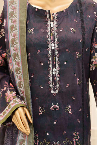 Mehak by HZ Textiles | Embroidered 3 Piece Unstitched Slub Lawn Suit D-4