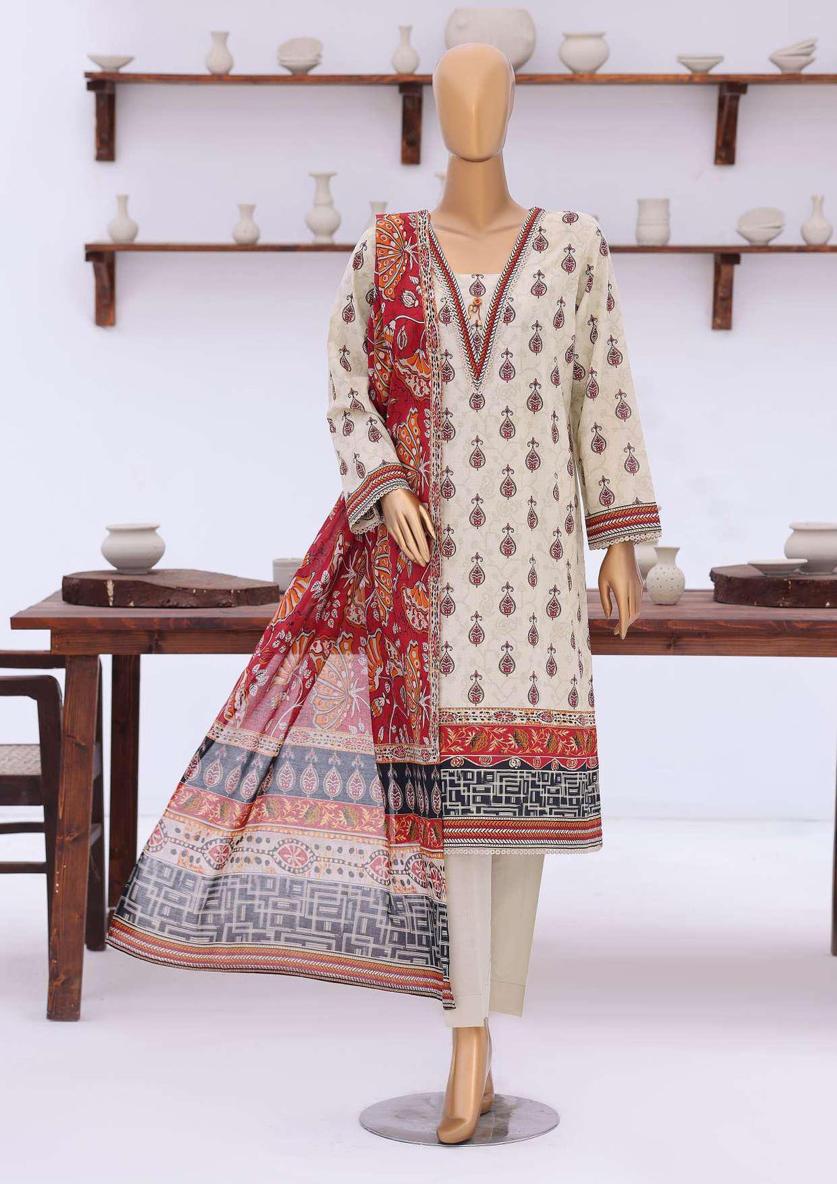 Platinum Jaipuri Prints by HZ Textiles | Digital Printed Lawn 3 Piece Unstitched Suit D-4