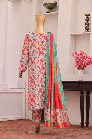 HZ Viscose Twill Printed Unstitched 3 Piece Suit D-1