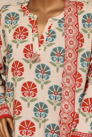 Sadabahar Printed Linen Stitched 3 Piece Suit D-5