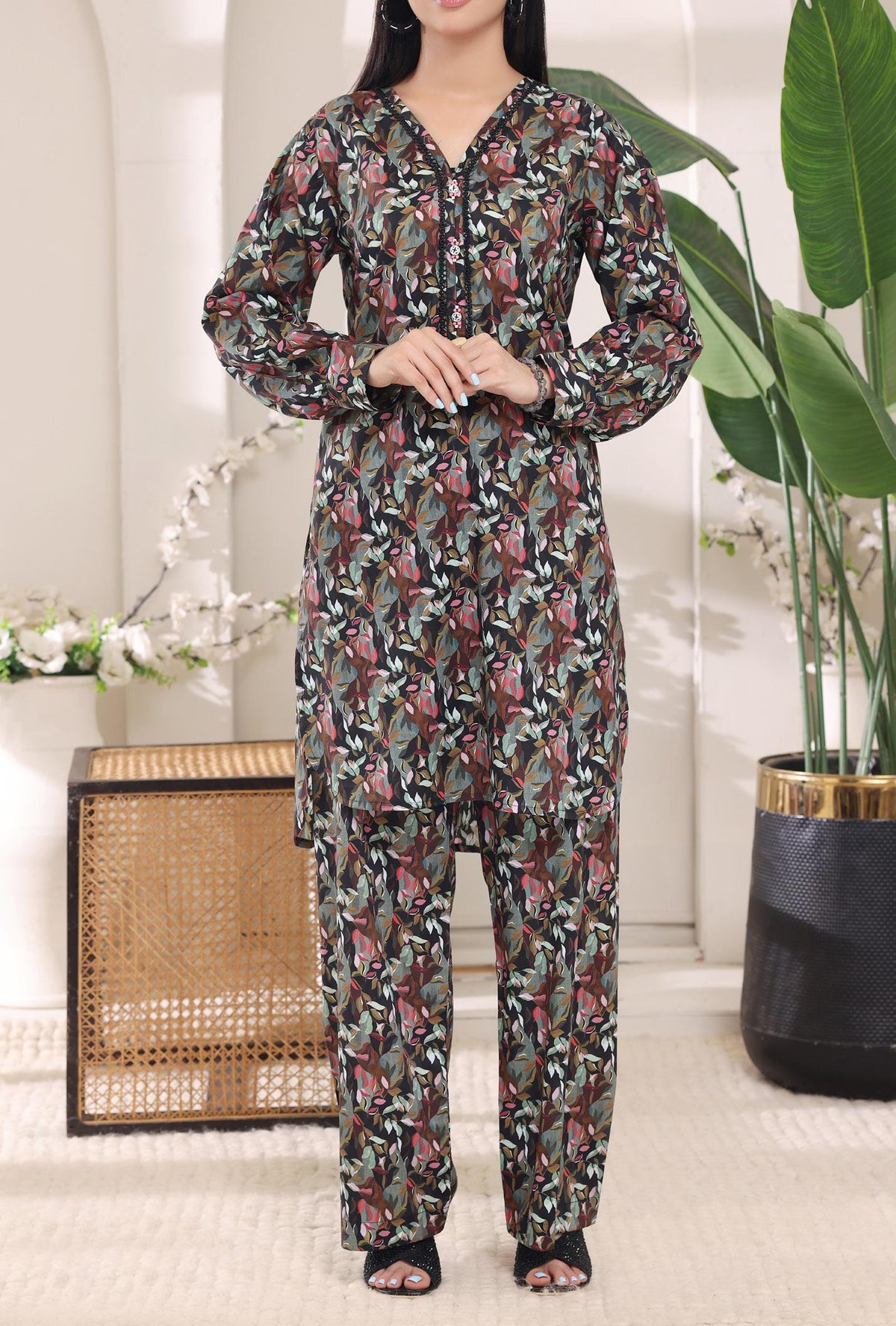 AIZAL | Digital Printed 2 Piece Stitched Lawn Suit D-8