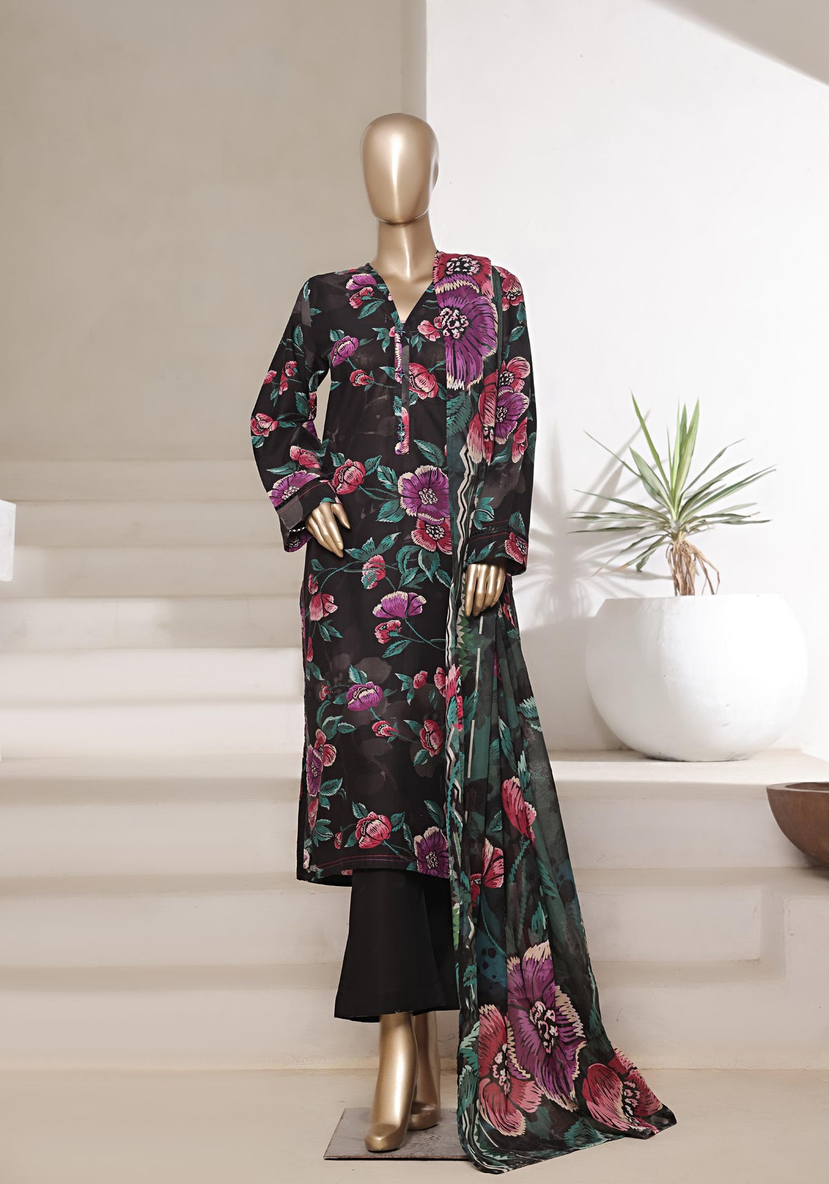 Printed Cambric Lawn Vol-01 By Sadabahar D-5