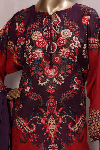 Sadabahar Printed Chamti Cotton | 3 Piece Stitched Kaftan Suit D-7