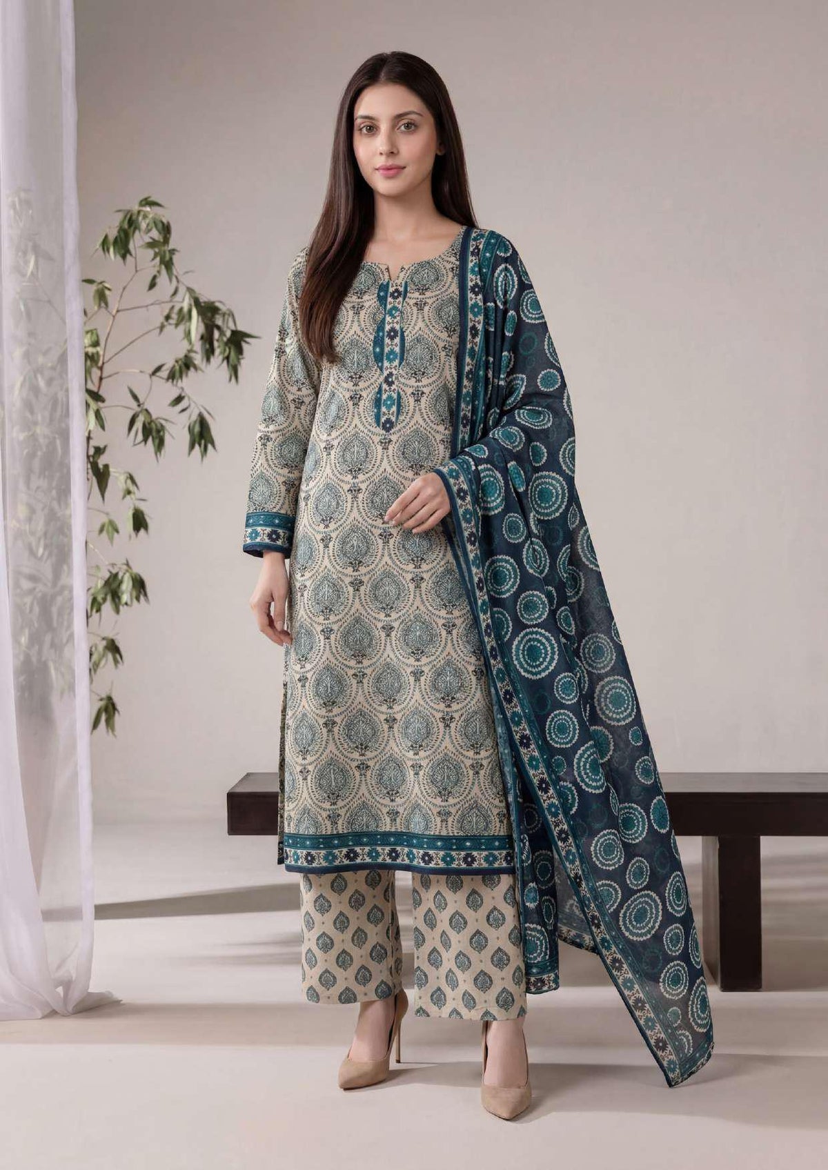 SEFA by Tawakkal Fabrics | 3 Piece Unstitched Rotary Printed Lawn Suit D-1