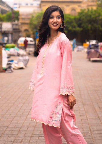 ANDAAZ 2 Piece Stitched Embroidered Textured Naps Cotton Suit D-4