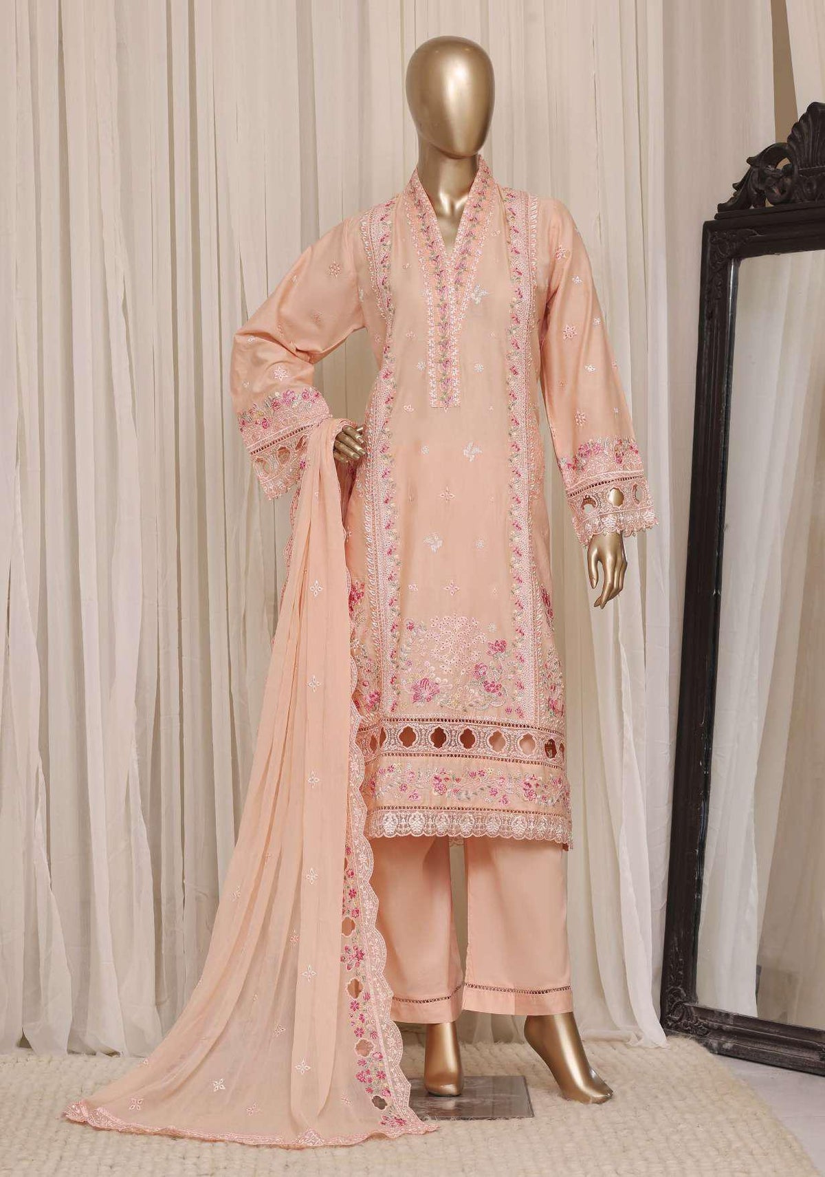 Sadabahar Luxury Embroidered Cotton Stitched 3 Piece Suit D-5