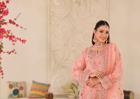MUSHKIK | 4 Piece Semi-Stitched Embroidered Organza Collection D-2