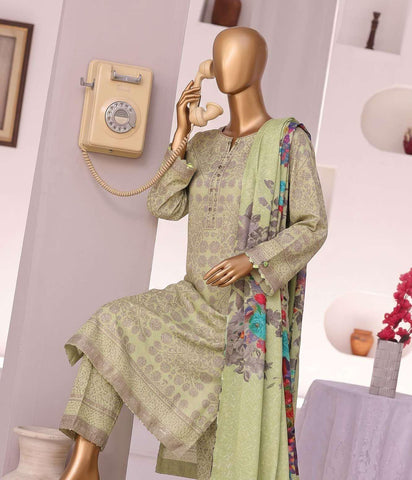 HZ Linen Wintery Printed Unstitched 3 Piece Suit D-2