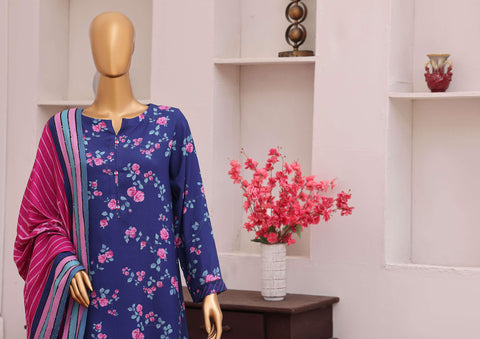 HZ Viscose Twill Printed Unstitched 3 Piece Suit D-2