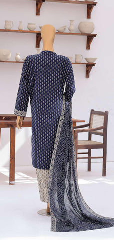 Premium Daily Wear by HZ Textiles | Embroidered Lawn 3 Piece Unstitched Suit D-1