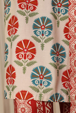 Sadabahar Printed Linen Stitched 3 Piece Suit D-5