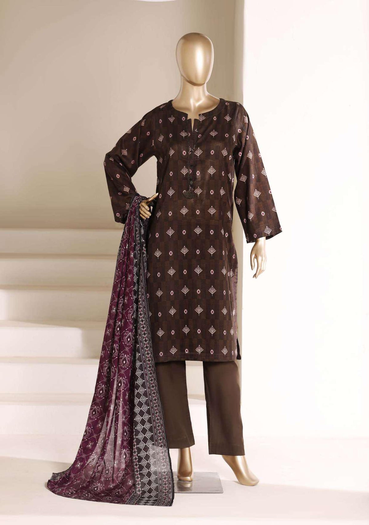 SADABAHAR Luxury Printed Lawn | 3 Piece Stitched Suit D-7