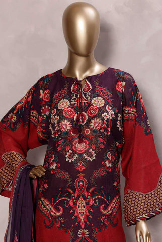Sadabahar Printed Chamti Cotton | 3 Piece Stitched Kaftan Suit D-7