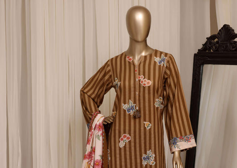 Sadabahar Printed Khaddar Stitched 3 Piece Suit D-8
