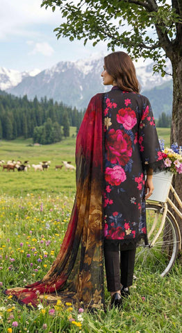 Colors by AlZohaib | Digital Printed 3 Piece Unstitched Lawn Suit D-1