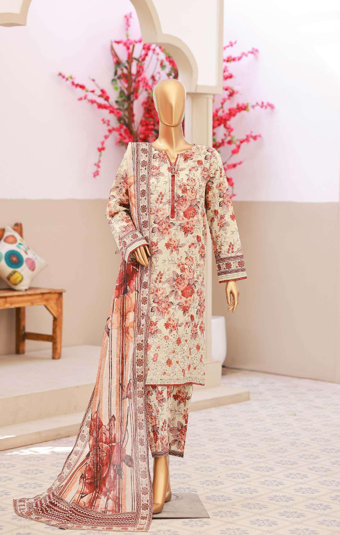 Elegant Embroidered Un-Stitched 3 Piece Collection By HZ Textile D-8