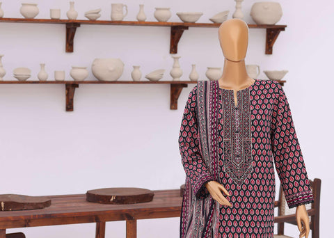 Premium Daily Wear by HZ Textiles | Embroidered Lawn 3 Piece Unstitched Suit D-4