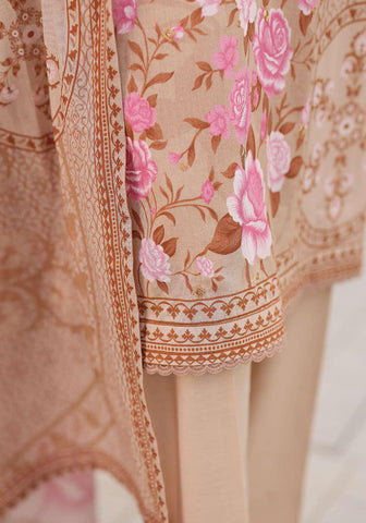 Premium Daily Wear by HZ Textiles Vol-5 | Embroidered Lawn 3 Piece Unstitched Suit D-3