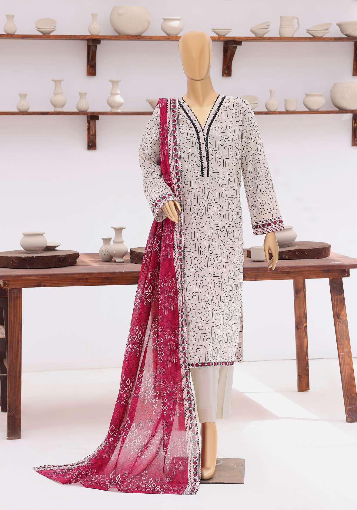 Everyday Prints by HZ Textiles | Printed Lawn 3 Piece Unstitched Suit D-4