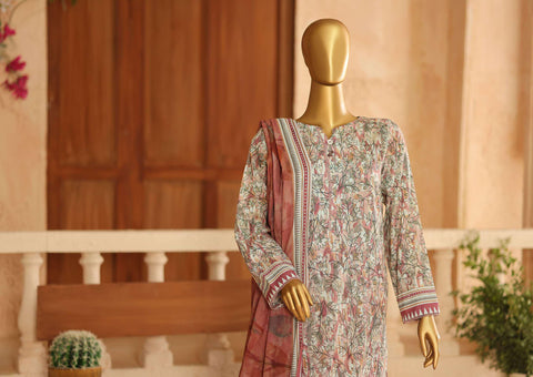 ASASA by HZ Textiles | Digital Printed Embroidered 3 Piece Unstitched Lawn Suit D-1