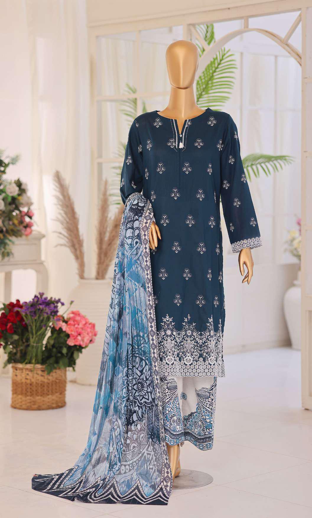 Oriental Printkari by HZ Textiles | Embroidered 3 Piece Unstitched Lawn Suit D-1