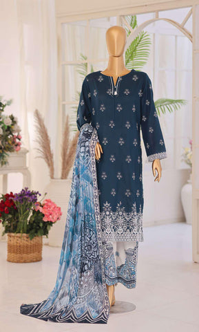Oriental Printkari by HZ Textiles | Embroidered 3 Piece Unstitched Lawn Suit D-1
