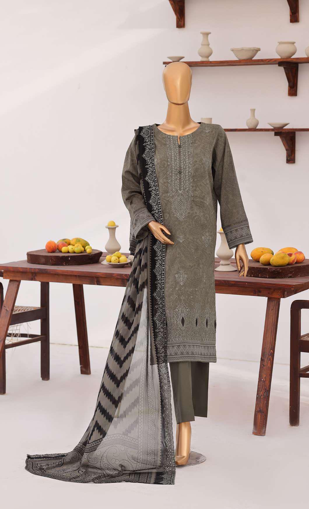 Venice by HZ Textiles | Premium Embroidered Cotton Lawn 3 Piece Unstitched Suit D-2