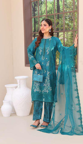 Eshaal Vol-2 Semi-Stitched Luxury Embellished Suit D-1