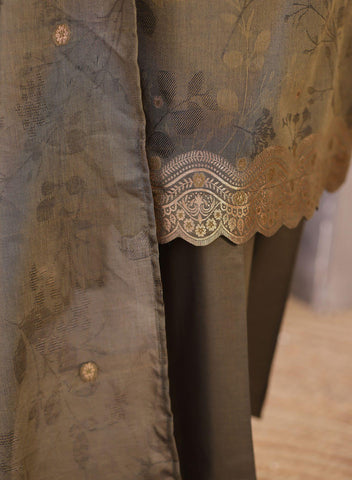 Valencia by HZ Textiles | Jacquard Embroidered 3 Piece Unstitched Suit D-6