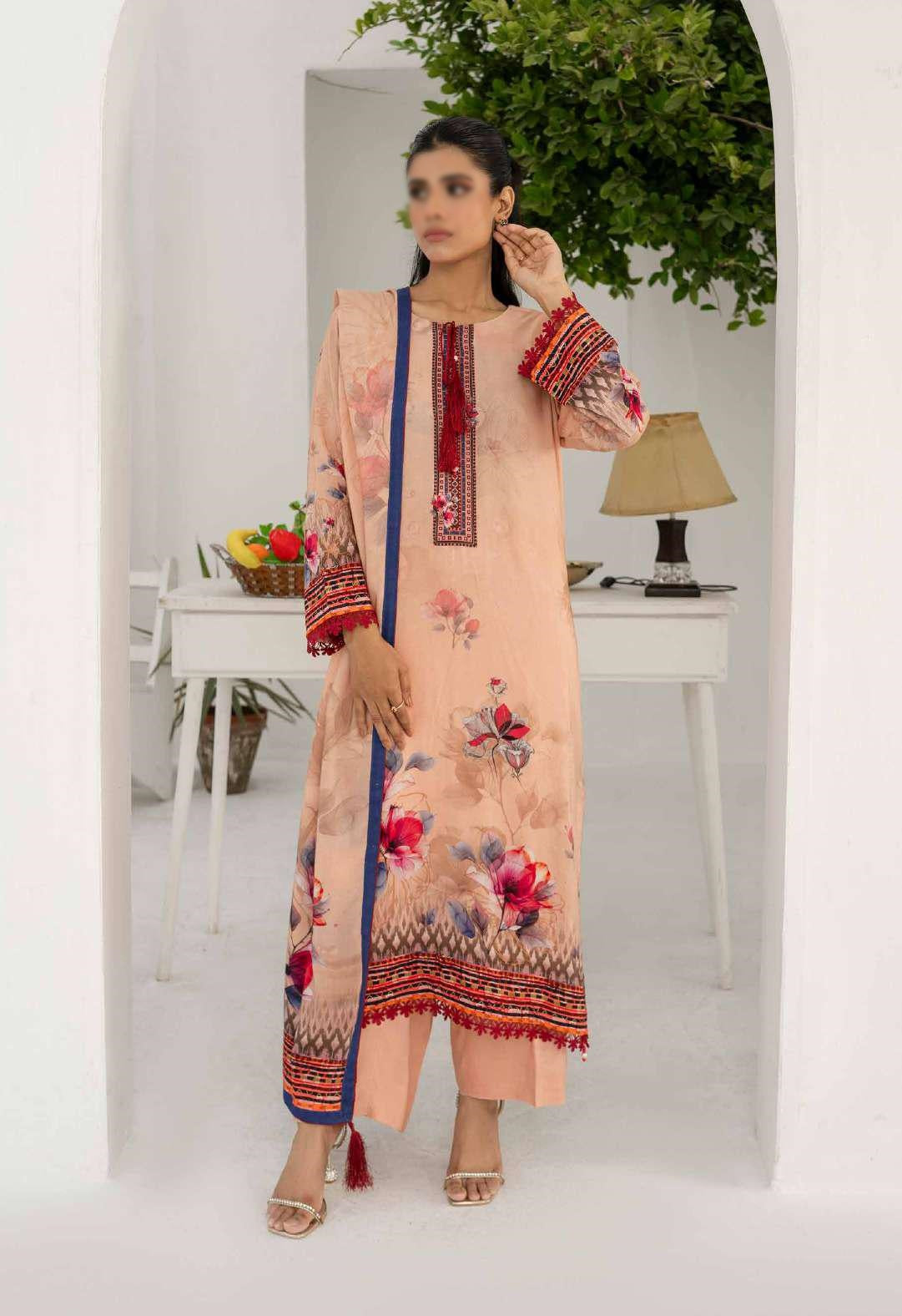RESHAM LINEN PRINT DROP I COLL BY FIRDOUS D-04