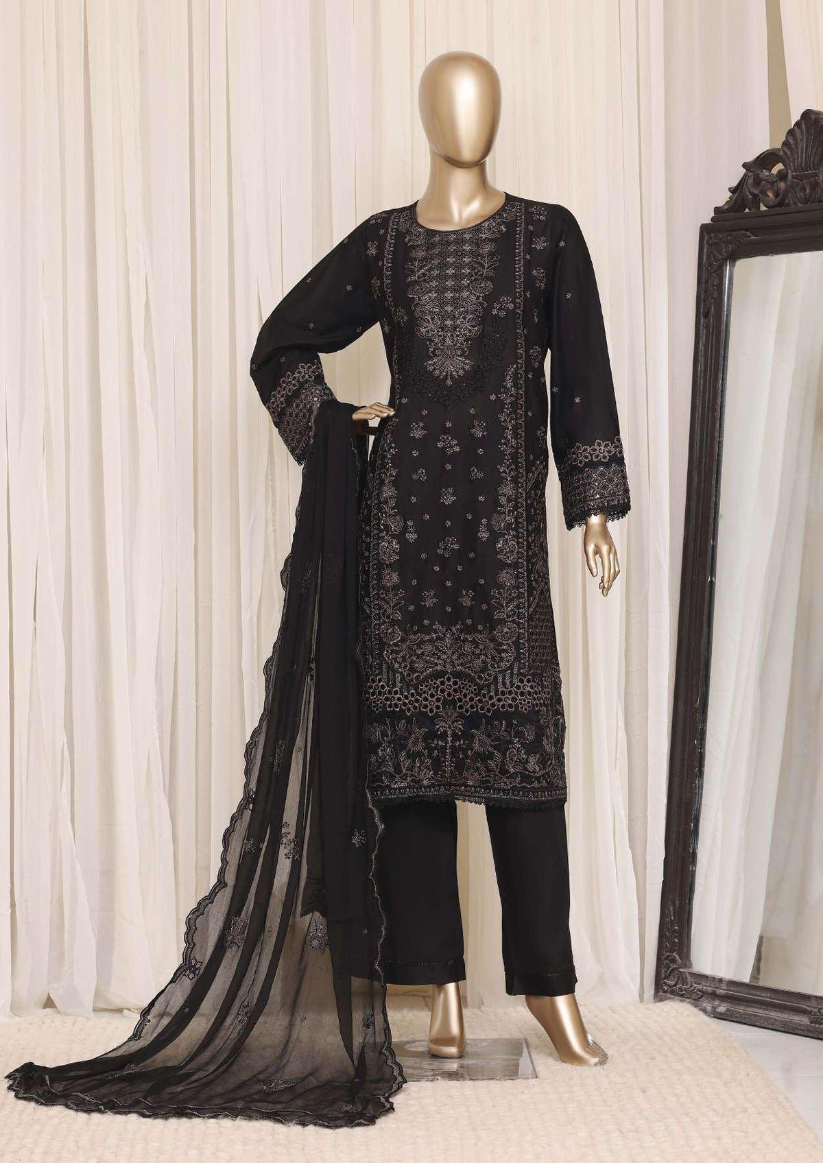 Sadabahar Luxury Embroidered Cotton Stitched 3 Piece Suit D-6