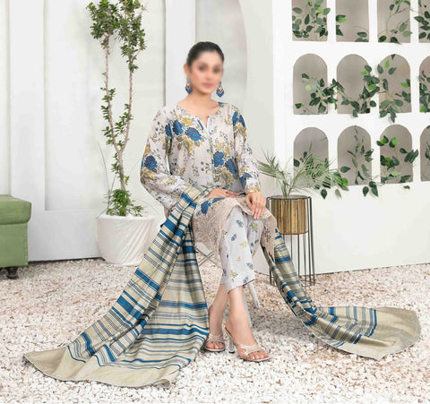 ANALINA Emb Swiss Digital Print  Stitched 3 Piece Suit Coll2025 D-3843