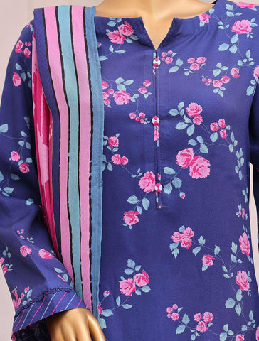 HZ Viscose Twill Printed Unstitched 3 Piece Suit D-2