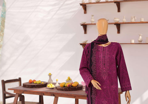 Venice by HZ Textiles | Premium Embroidered Cotton Lawn 3 Piece Unstitched Suit D-3