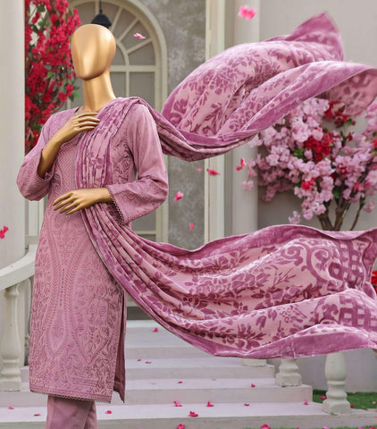 HZ Velvet Royal Needlework Luxe 3-Piece Unstitched Suit D-2