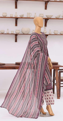 Premium Daily Wear by HZ Textiles | Embroidered Lawn 3 Piece Unstitched Suit D-4