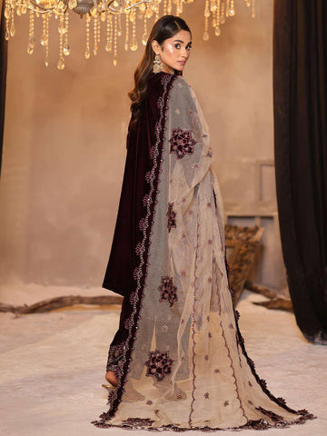 Dr. Haris Velvet Unstitched 3 Piece Luxury Suit D-1